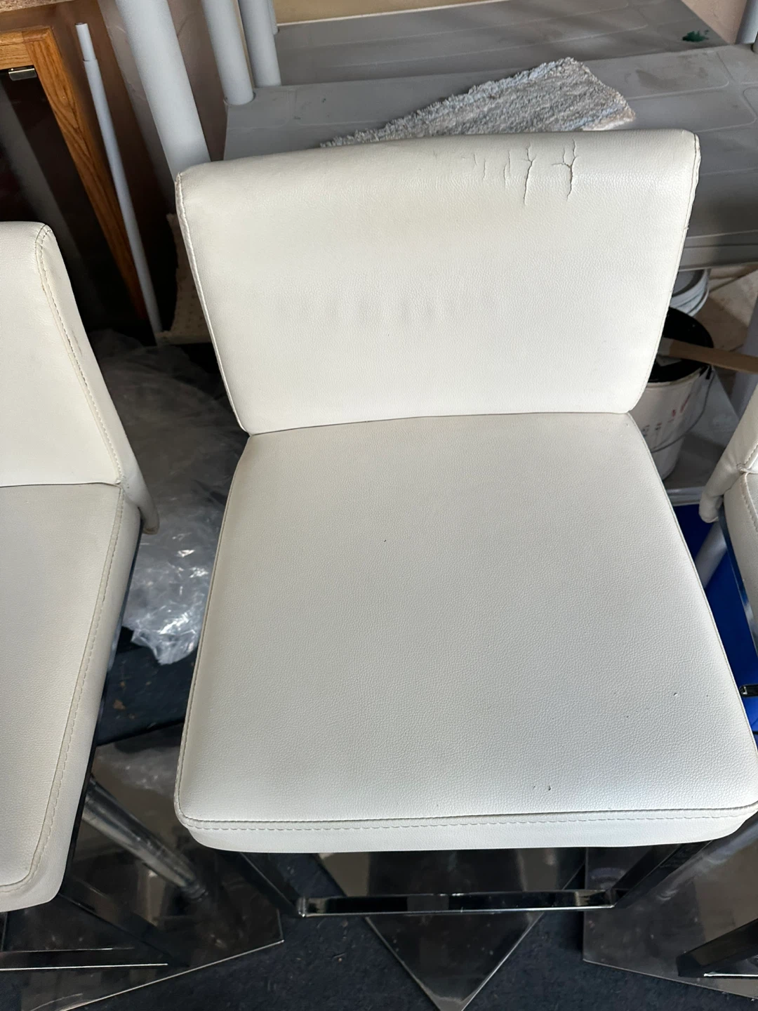 White Faux Leather Bar Stools - Set of 4 - photo 4