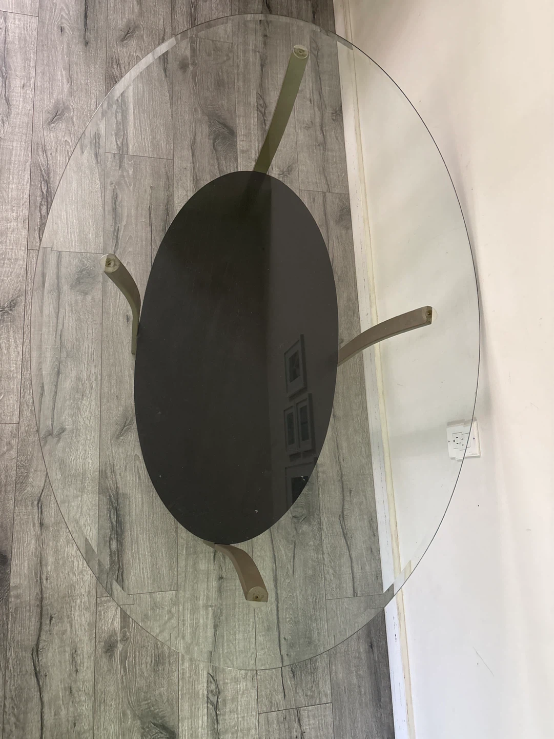 Glass Oval Coffee Table with Black Shelf - photo 2