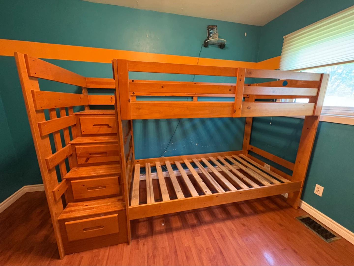 Wooden Bunk Bed with Stairs and Drawers