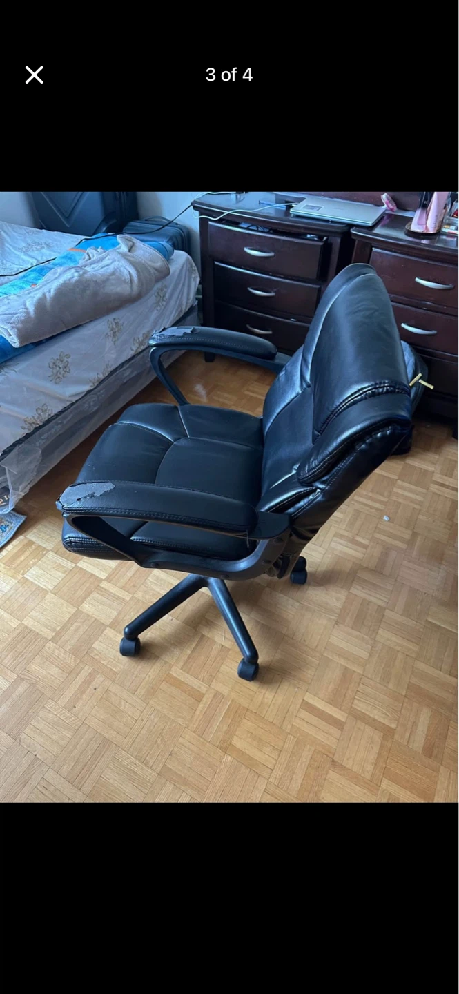 Black Faux Leather Office Chair - photo 3