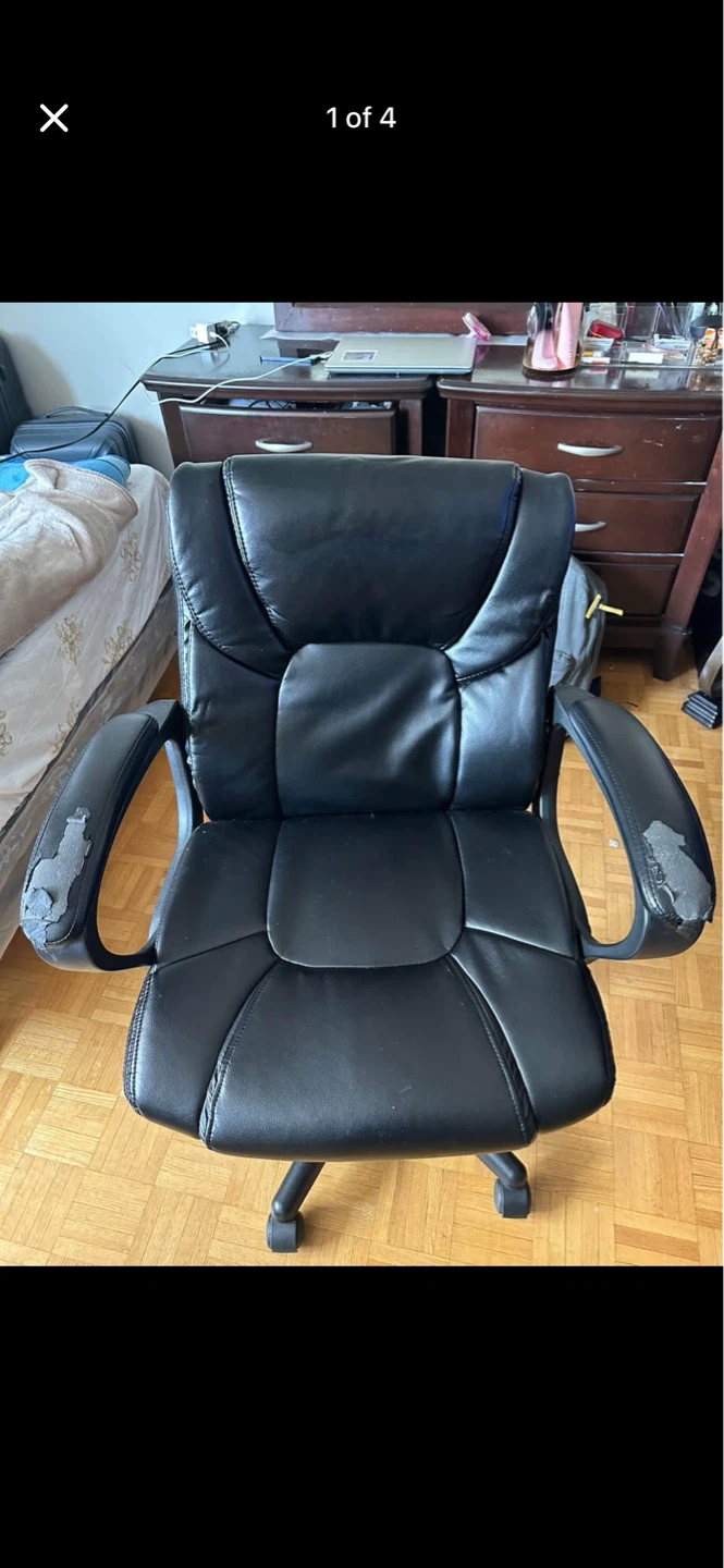Black Faux Leather Office Chair