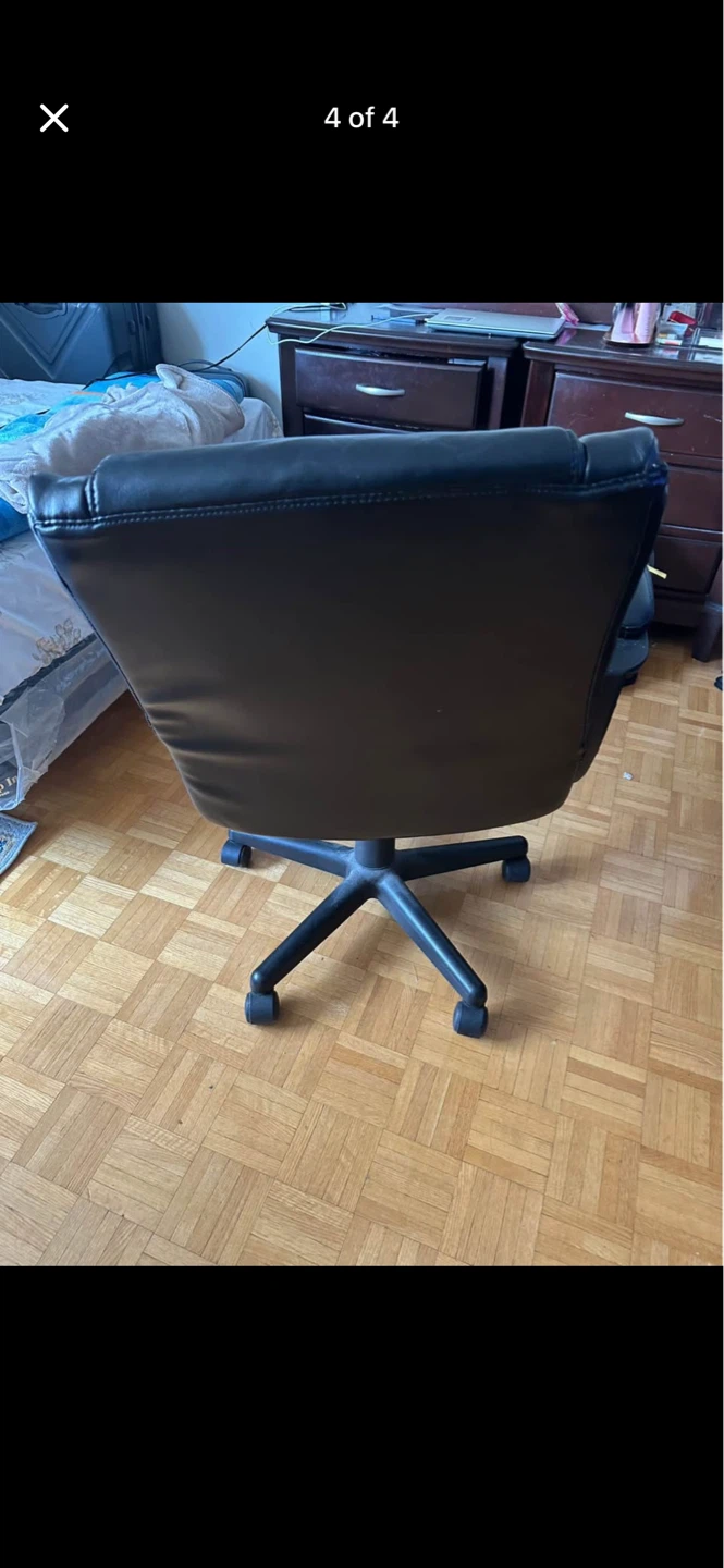 Black Faux Leather Office Chair - photo 4