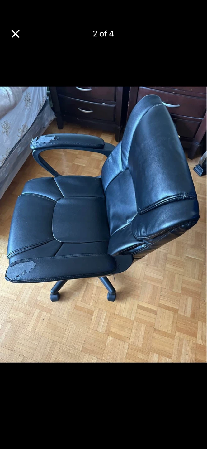 Black Faux Leather Office Chair - photo 2