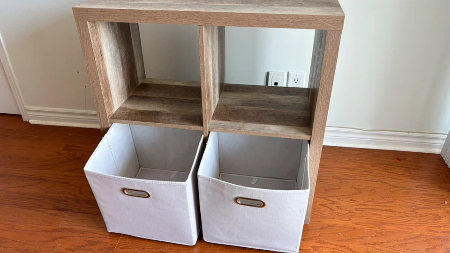 Wooden Storage Cube Organizer with 2 Bins - photo 2