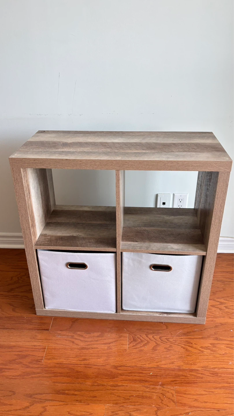 Wooden Storage Cube Organizer with 2 Bins