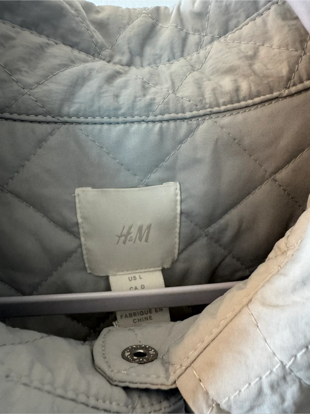 H&M Quilted Shirt Jacket - Light Blue - Size L - photo 2