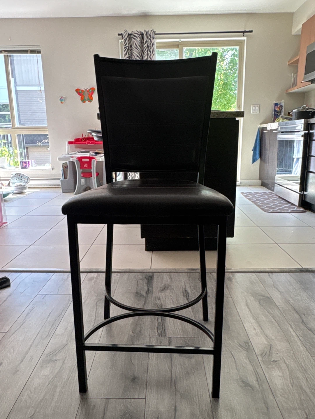 Black Faux Leather Counter Stool