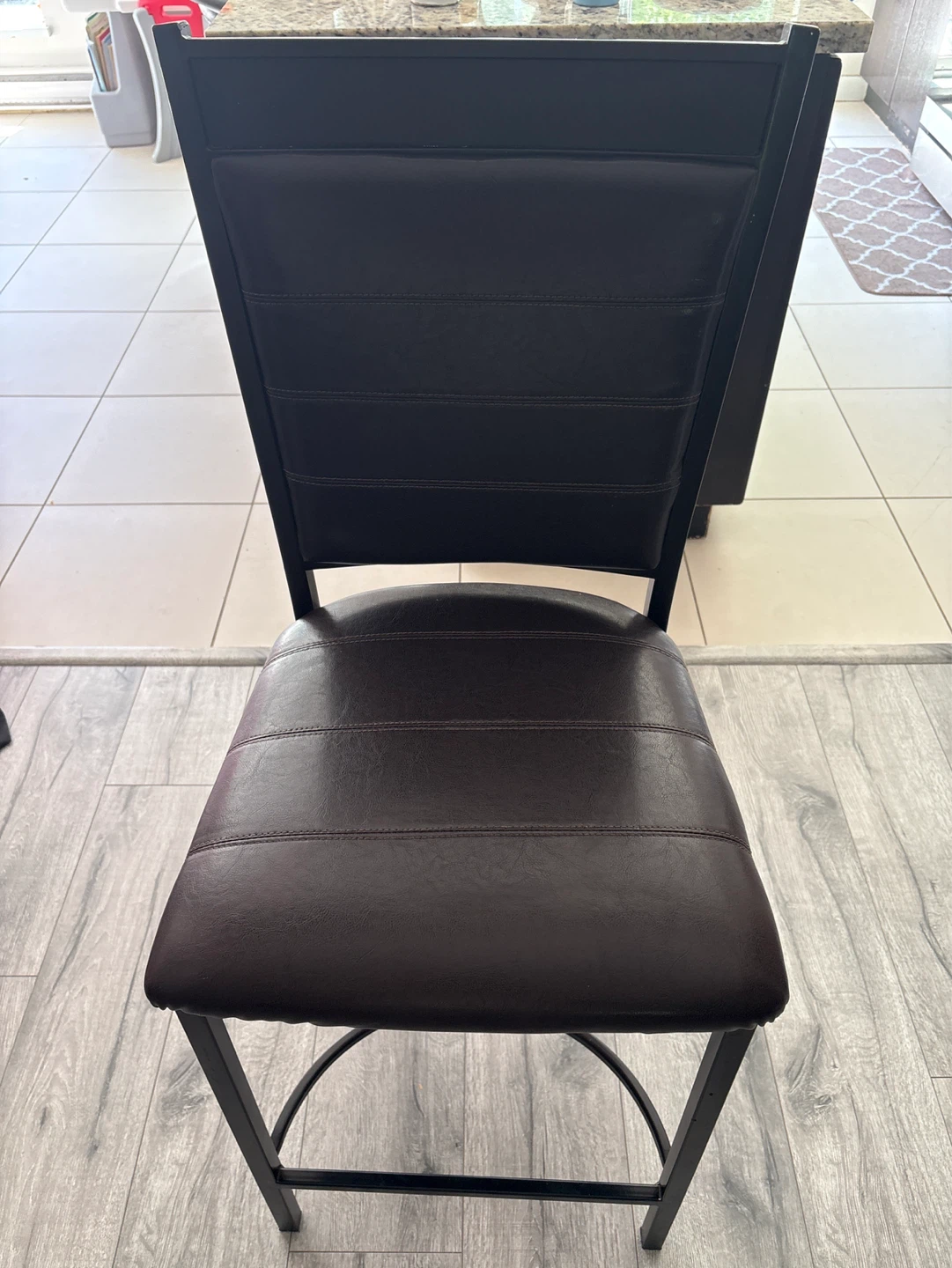Black Faux Leather Counter Stool - photo 2