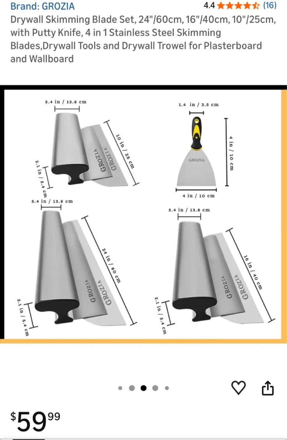 GROZIA Drywall Skimming Blade Set - photo 2