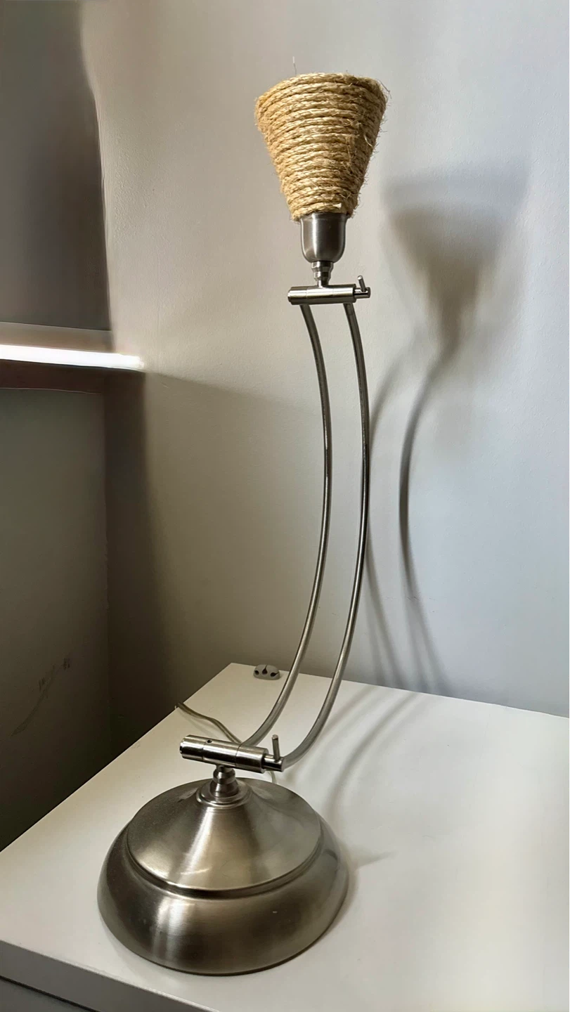Brushed Nickel Arc Desk Lamp with Rope Shade - photo 3