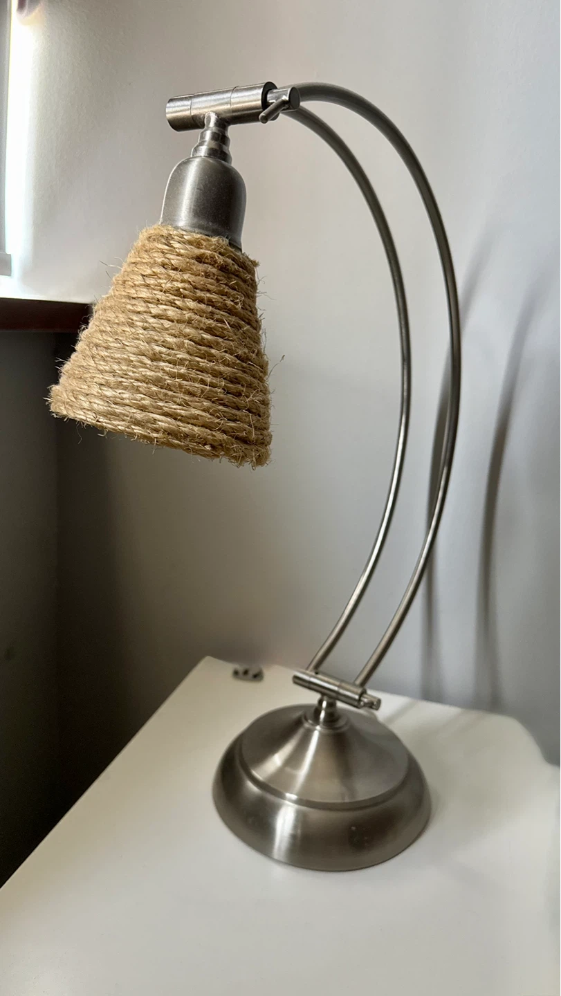 Brushed Nickel Arc Desk Lamp with Rope Shade - photo 2