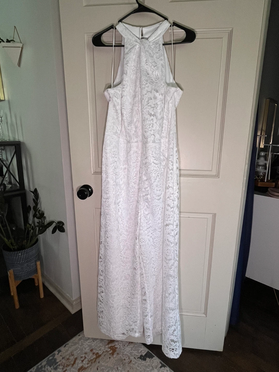 White Lace Halter Jumpsuit Size 14 - photo 3