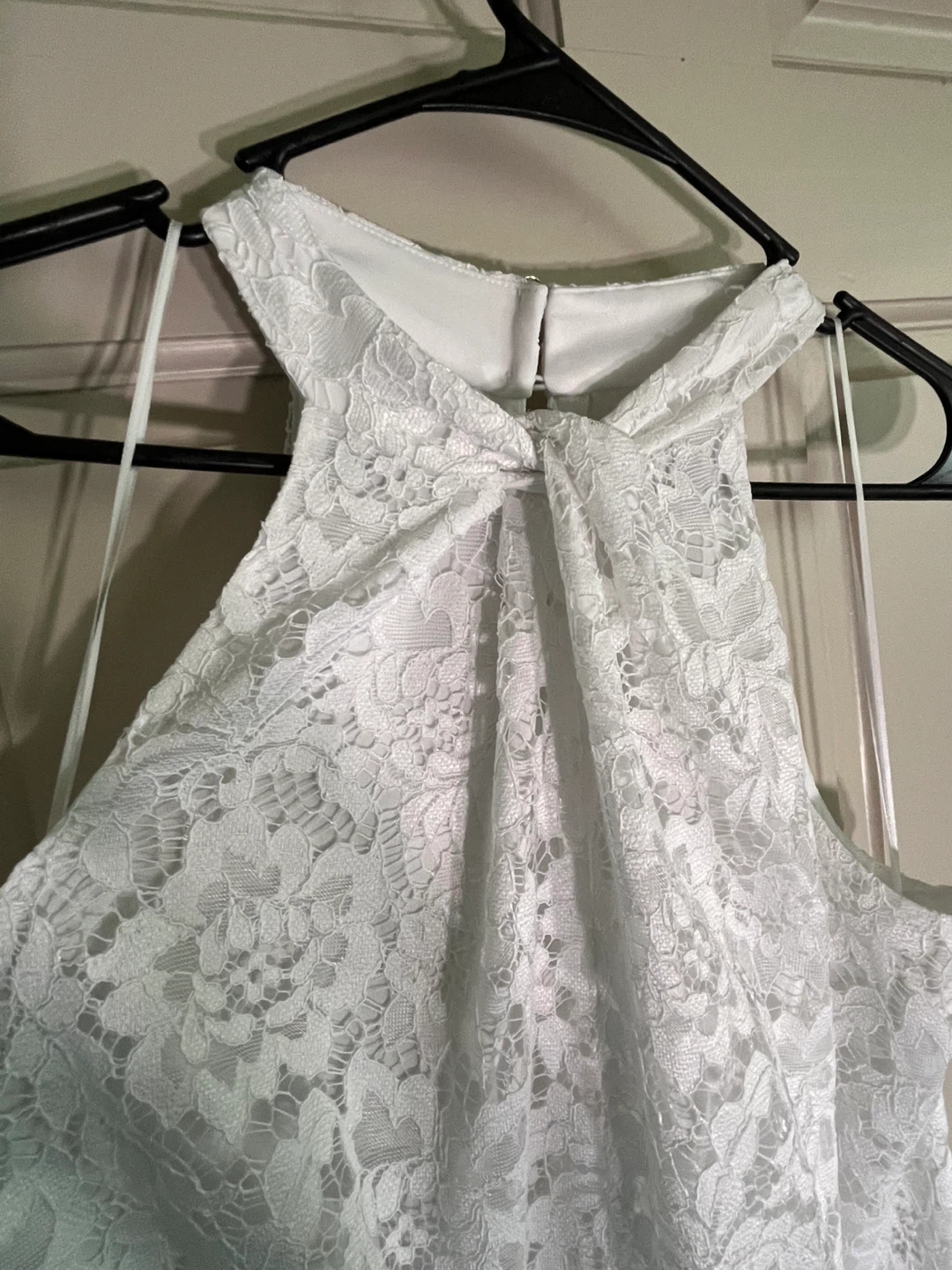 White Lace Halter Jumpsuit Size 14 - photo 5