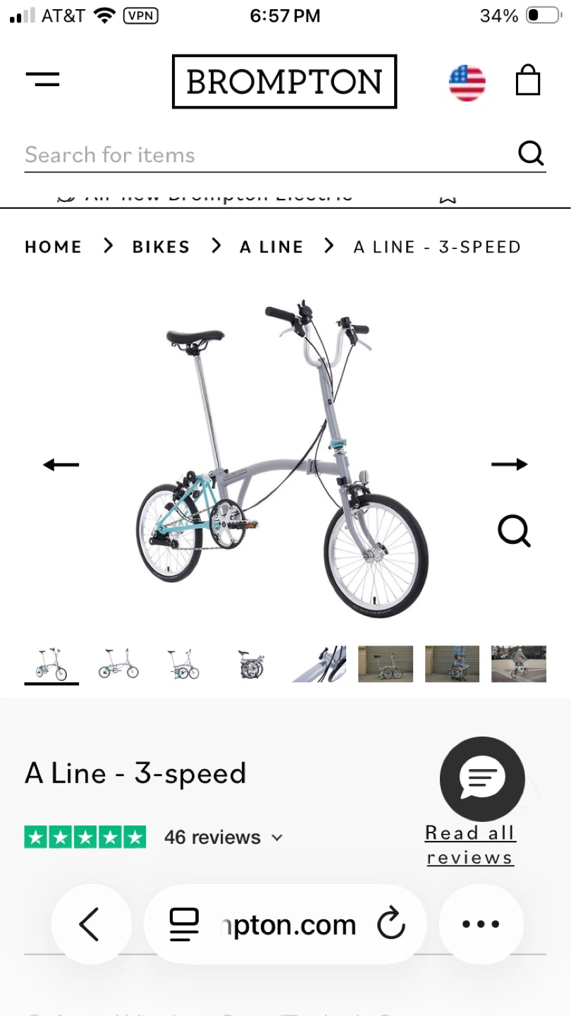 Brompton 2025 A Line Folding Bike - Gray & Teal - photo 3