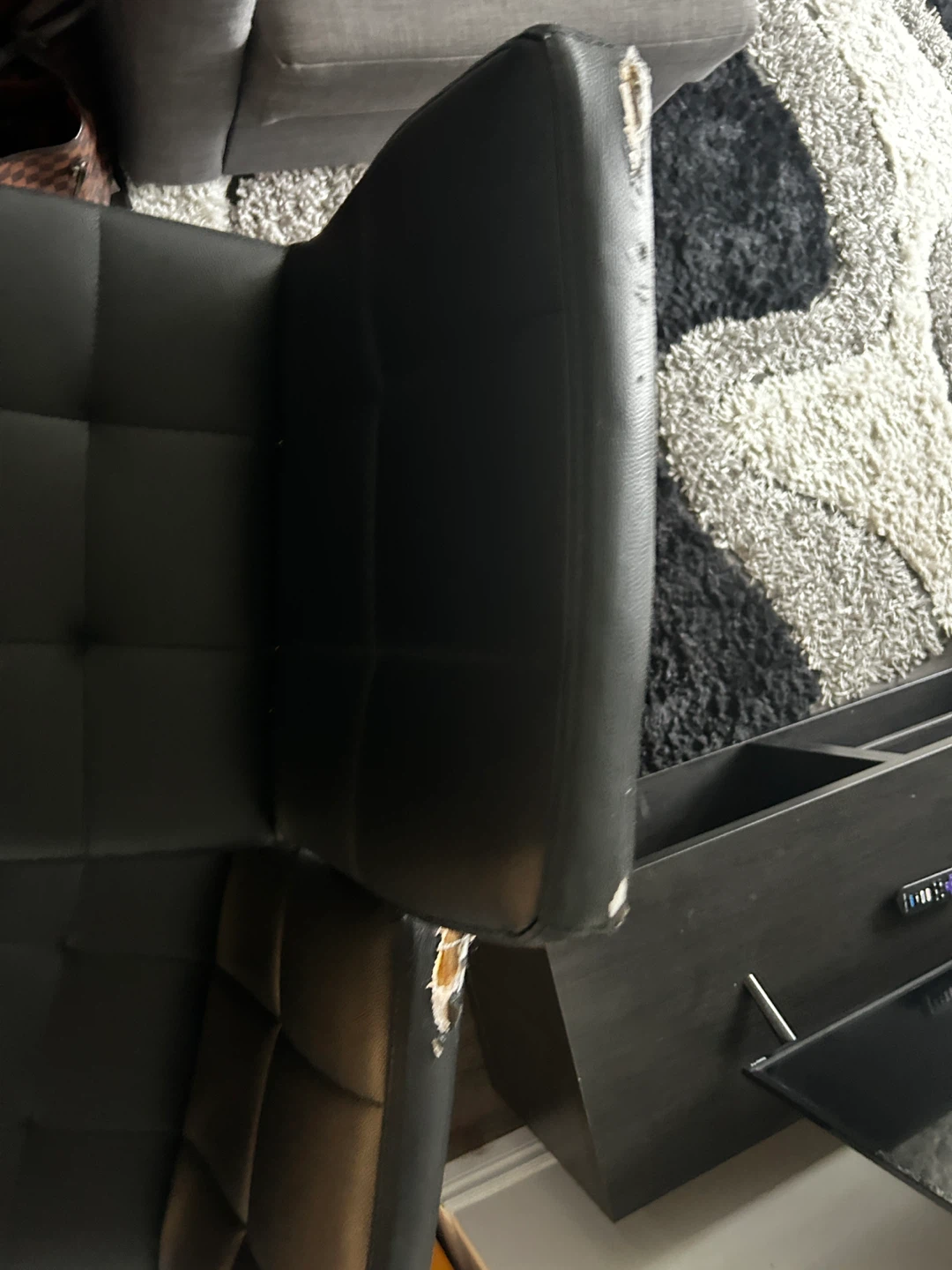 Black Faux Leather Bar Stool (Set of 2) - photo 3