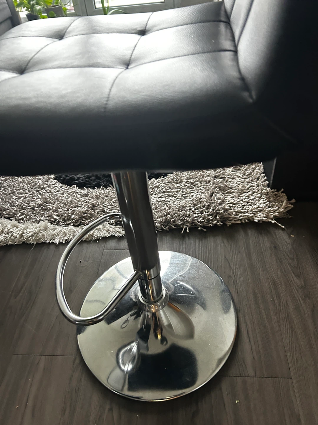 Black Faux Leather Bar Stool (Set of 2) - photo 2
