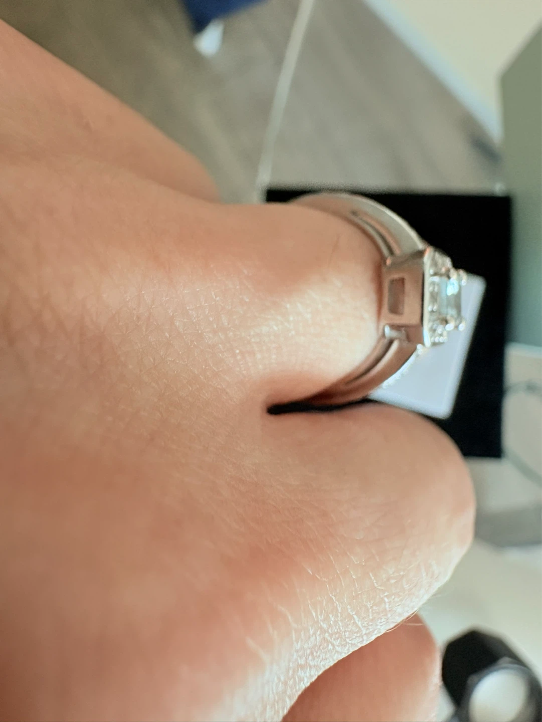 Sterling Silver Halo Ring with Square Cut Center Stone - photo 3