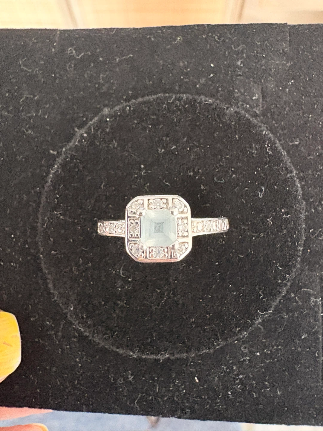 Sterling Silver Halo Ring with Square Cut Center Stone - photo 4