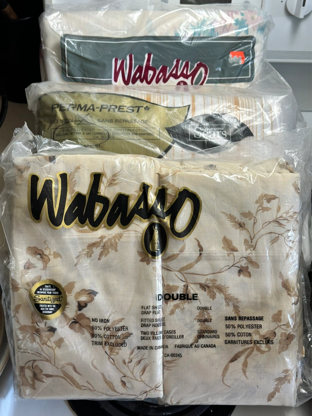 Vintage new old stock double flat bed sheet sets