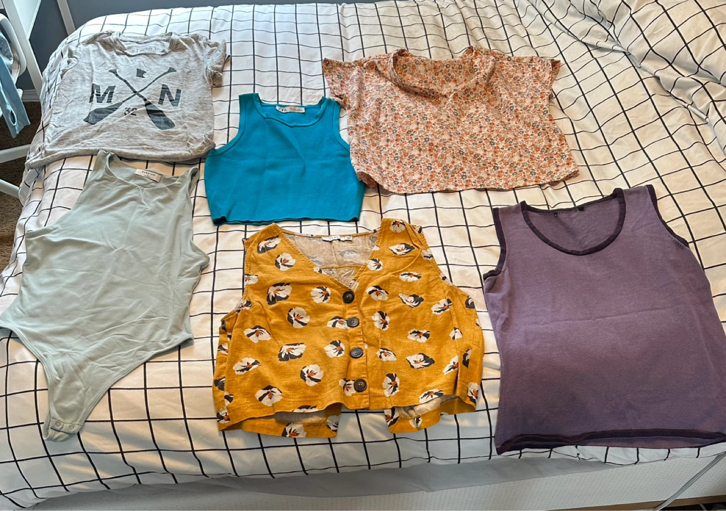 Ladies varsity of s/m tops