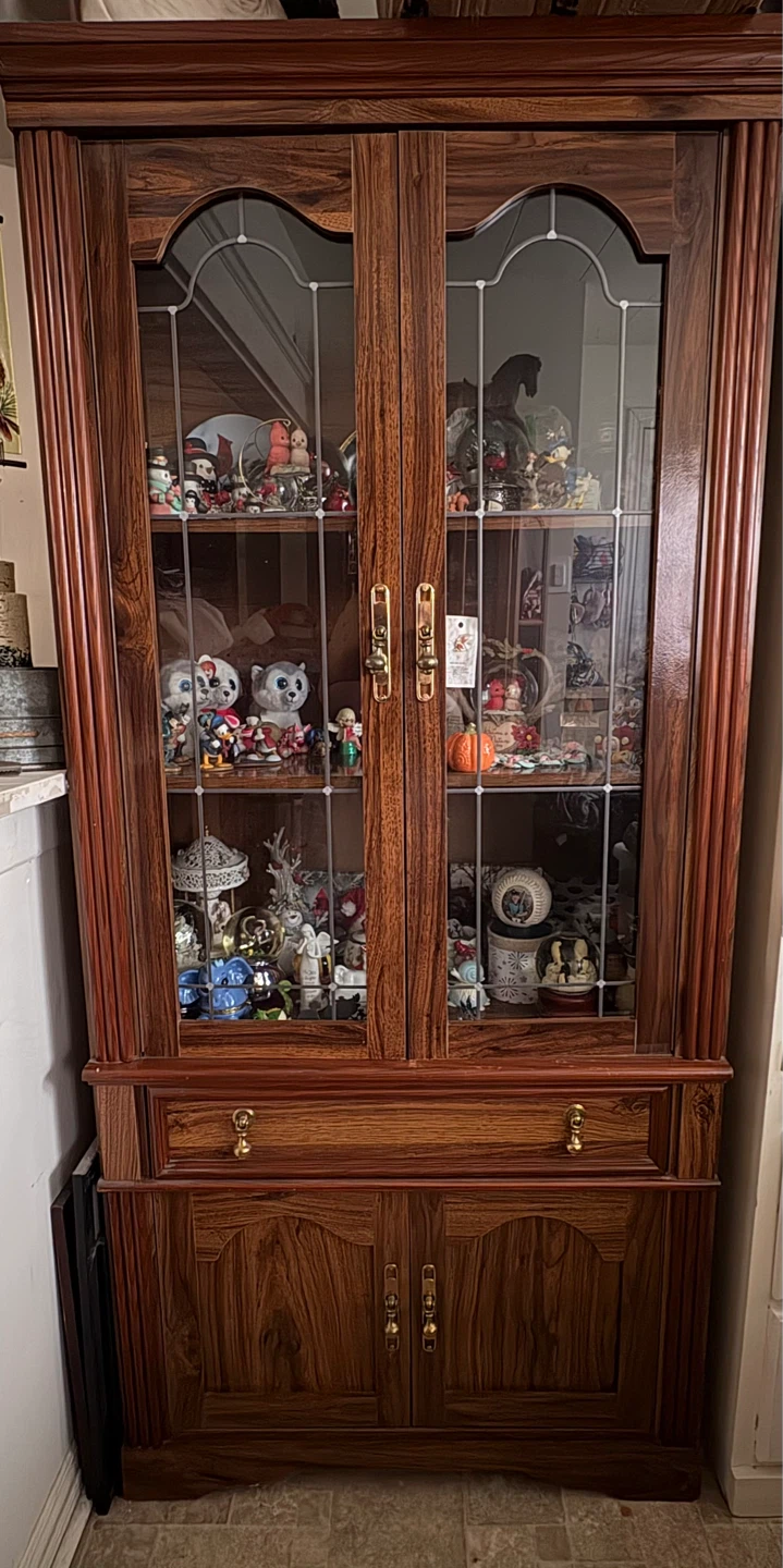 Wooden Display Cabinet with Glass Doors