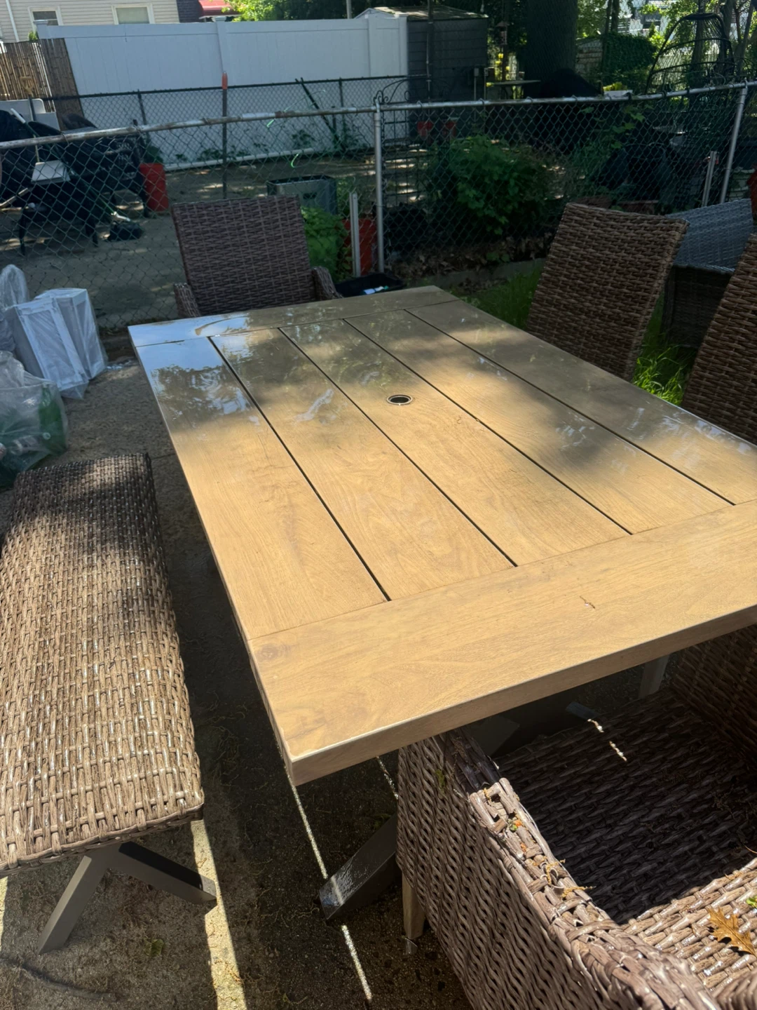 Wicker Outdoor Dining Set - Table, Chairs, Bench - photo 3