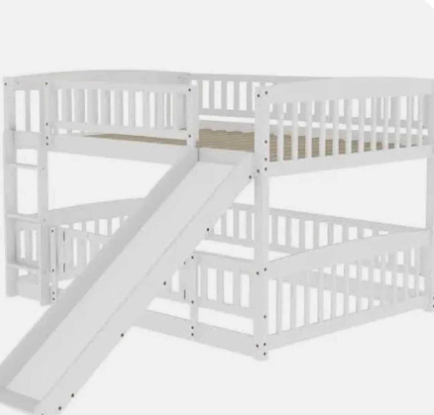 White Twin Bunk Bed with Slide
