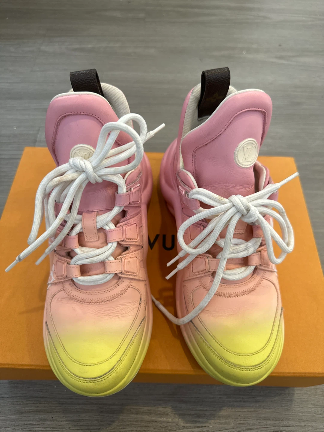 Louis Vuitton Pink & Yellow Gradient Sneakers - photo 4