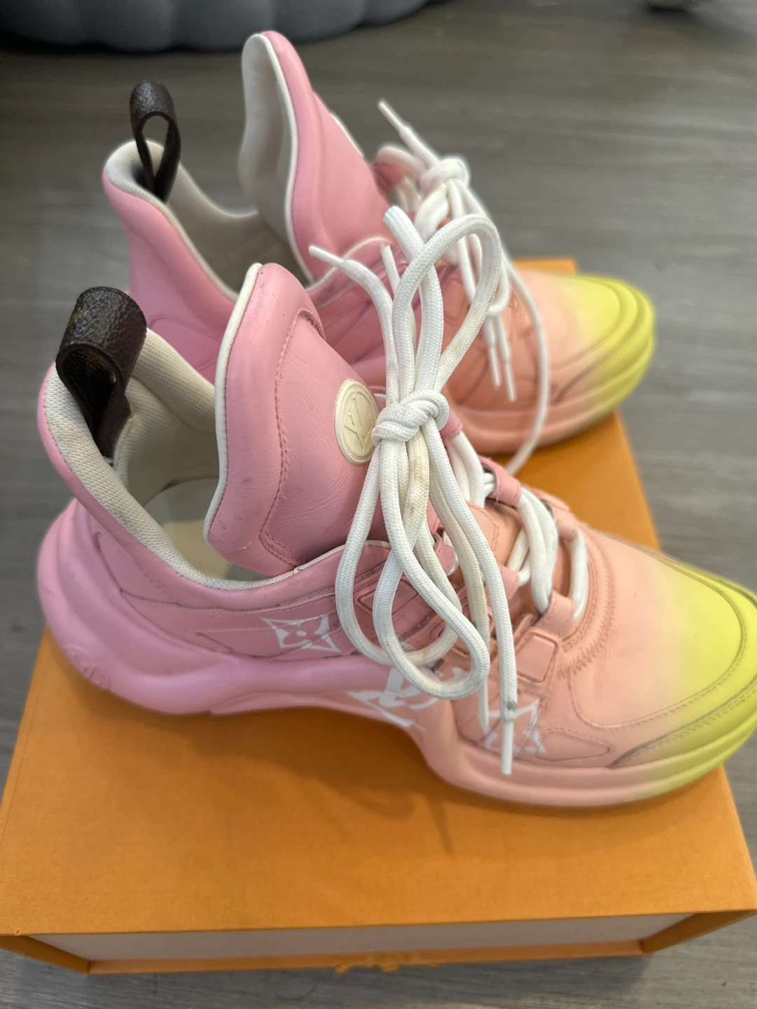 Louis Vuitton Pink & Yellow Gradient Sneakers - photo 5
