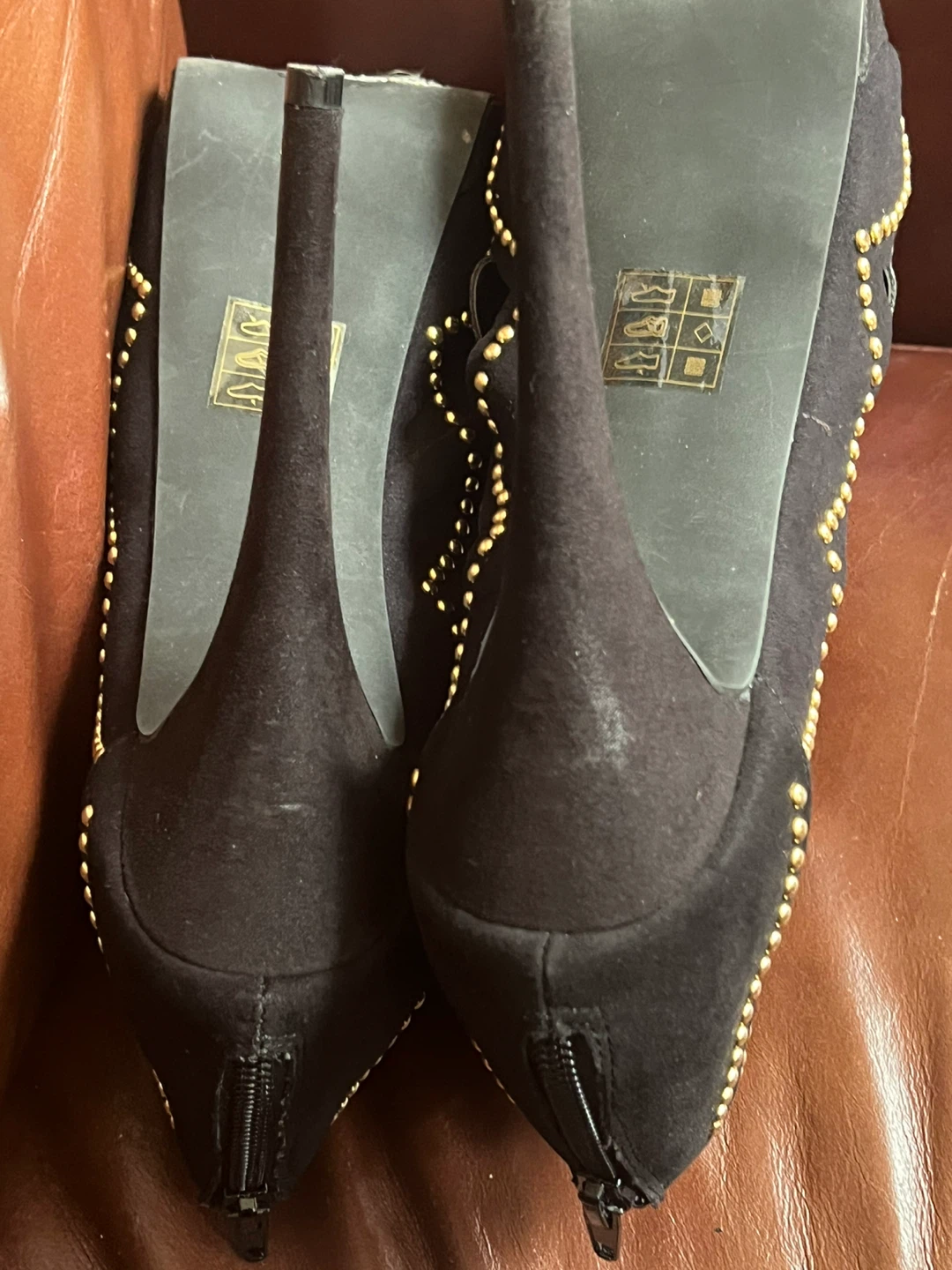 Black Suede Studded Ankle Boots - photo 3