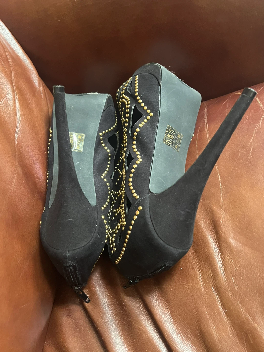 Black Suede Studded Ankle Boots - photo 4