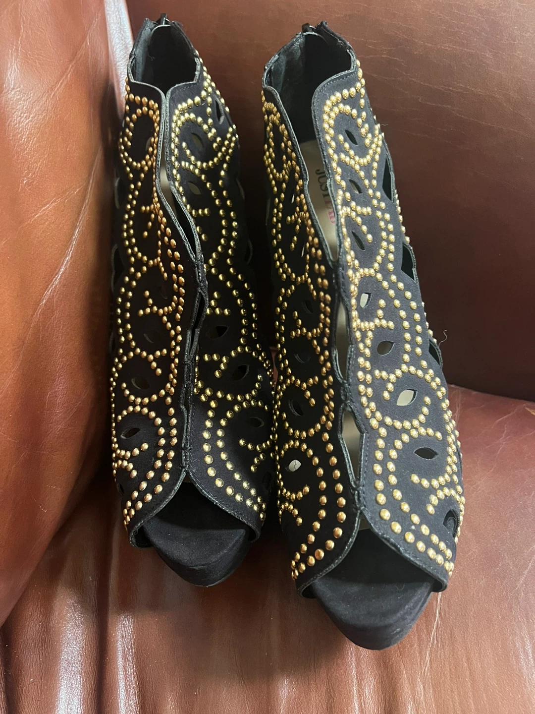 Black Suede Studded Ankle Boots
