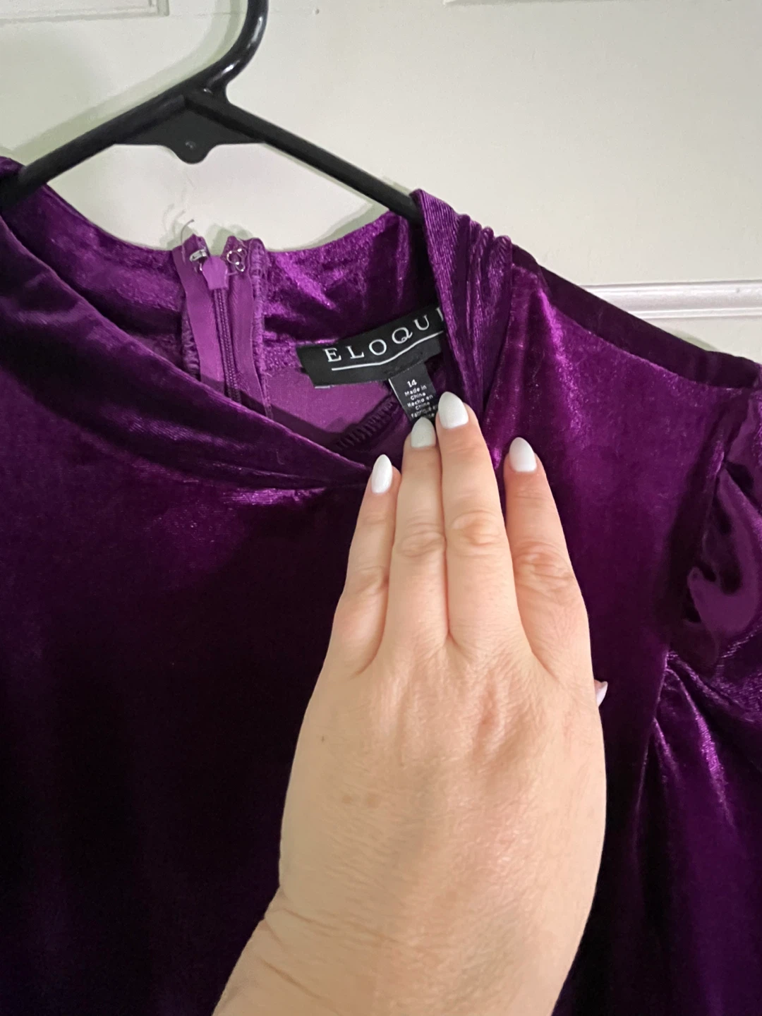 ELOQUII PURPLE Velvet Mock Neck Ruched Sleeve Dress Size 14 - photo 5