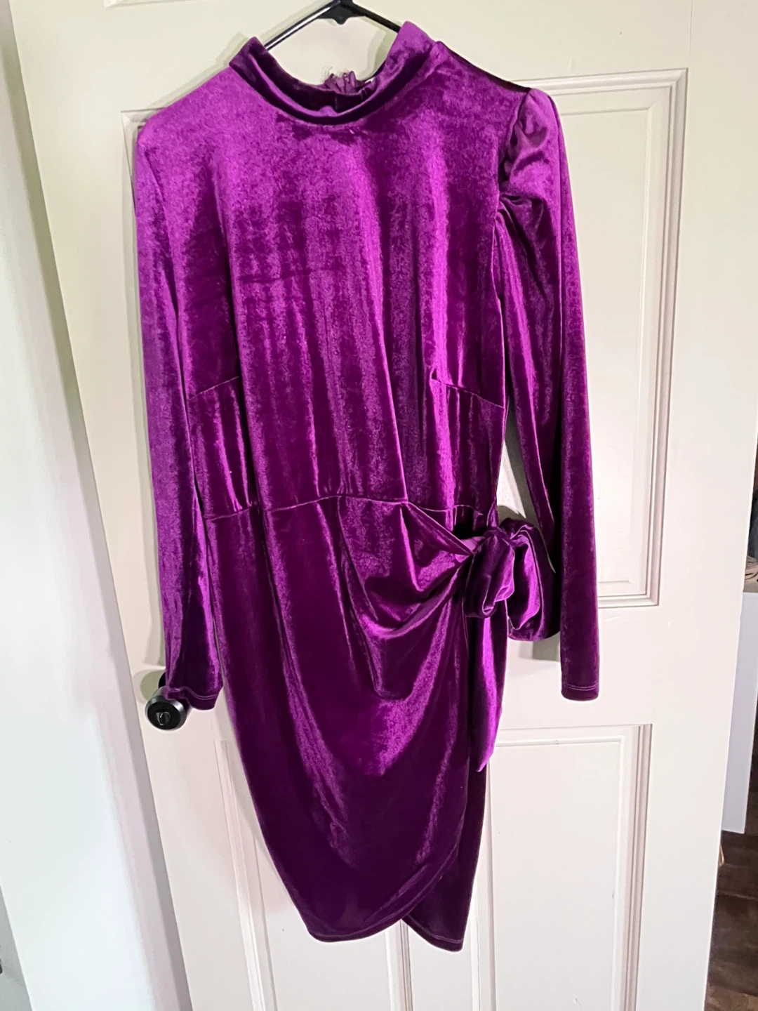 ELOQUII PURPLE Velvet Mock Neck Ruched Sleeve Dress Size 14 - photo 3