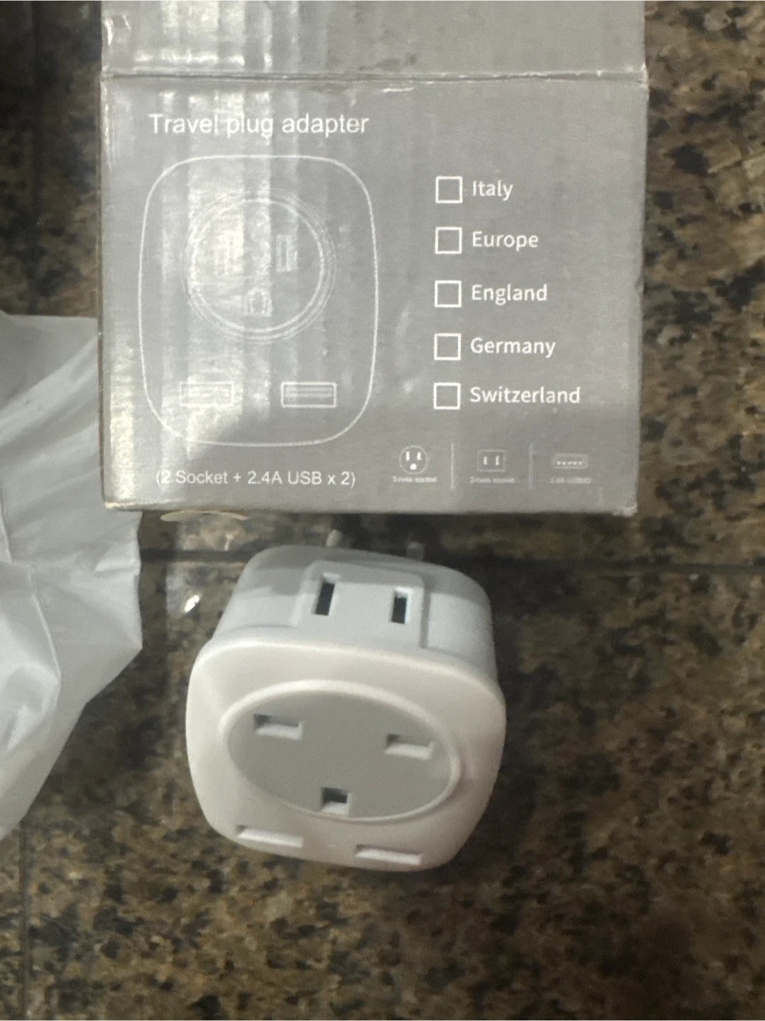 Travel Plug Adapter with 2 Sockets and 2 USB Ports