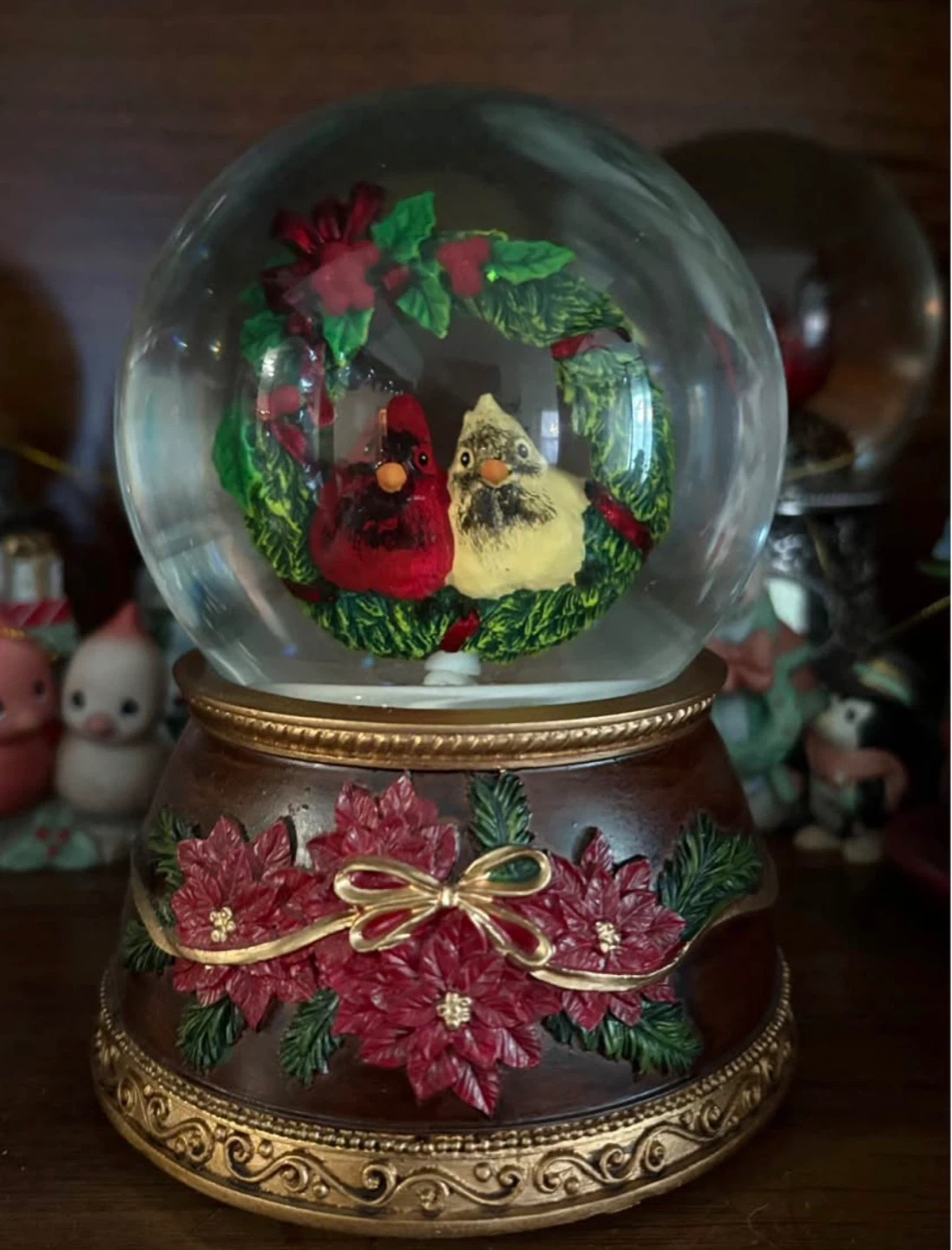 Musical Snow Globe with Male and Female Cardinal - photo 2