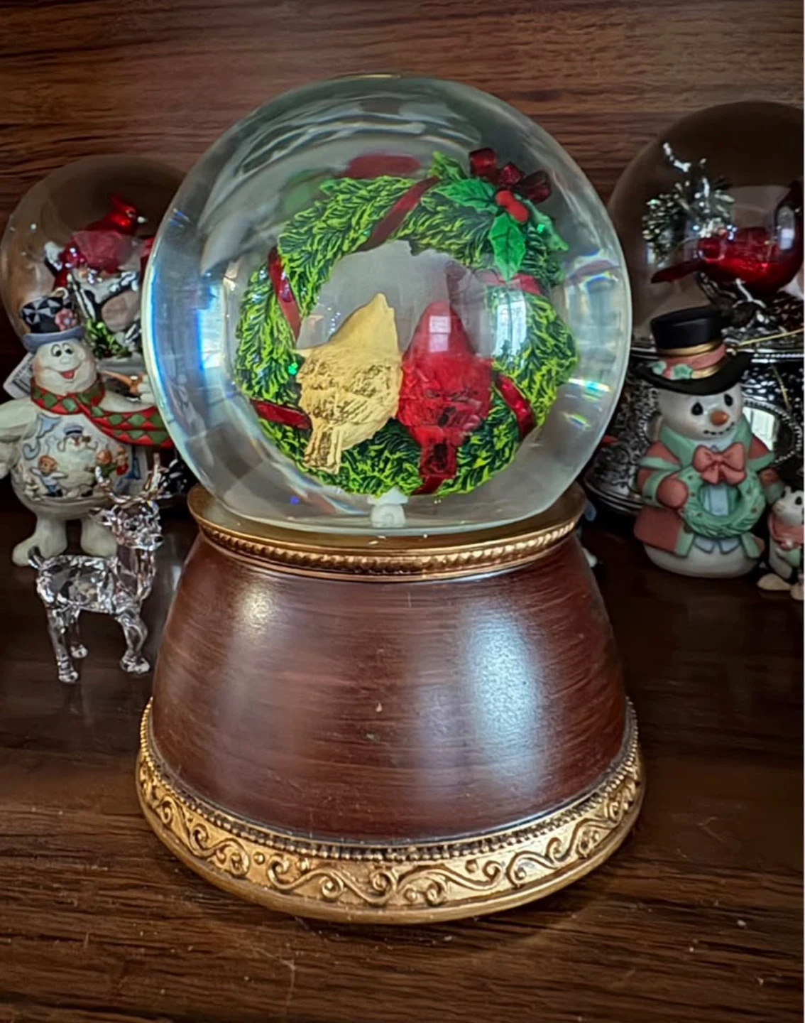 Musical Snow Globe with Male and Female Cardinal - photo 5