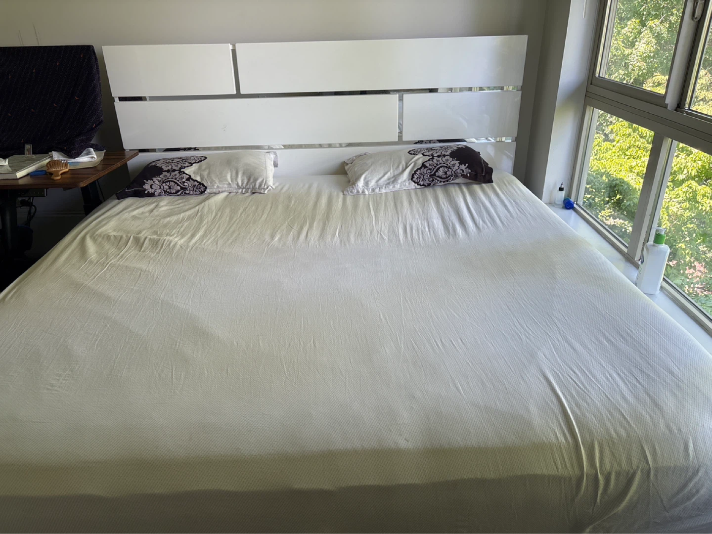 White Queen Bed Frame with Nightstand