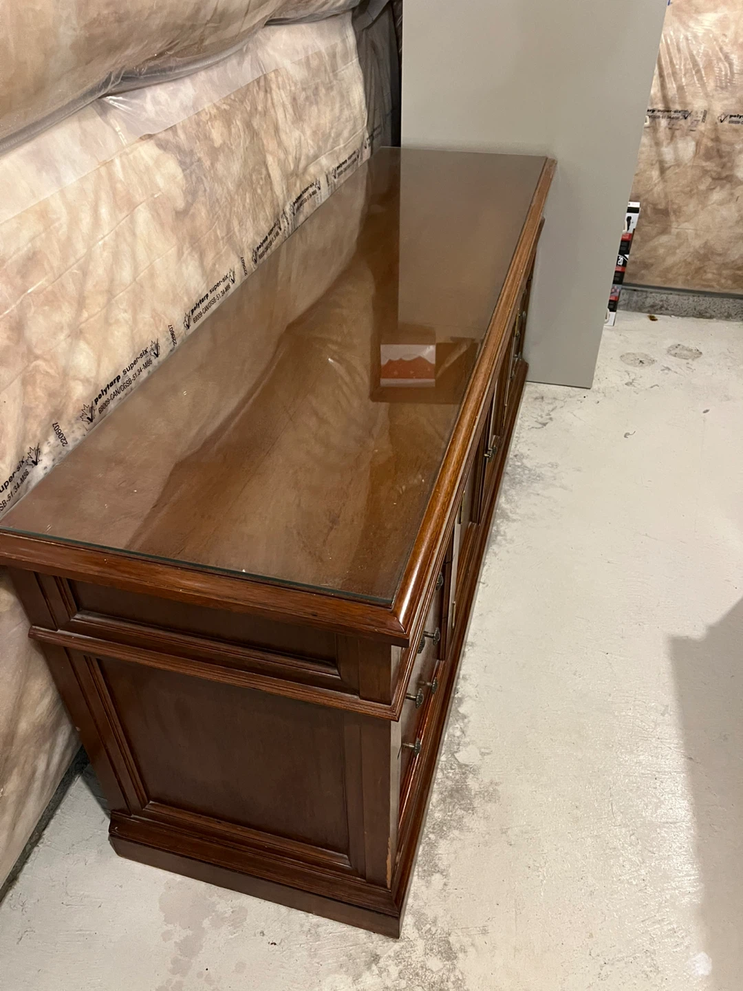 Solid Wood Dresser with Glass Top & desk - photo 3