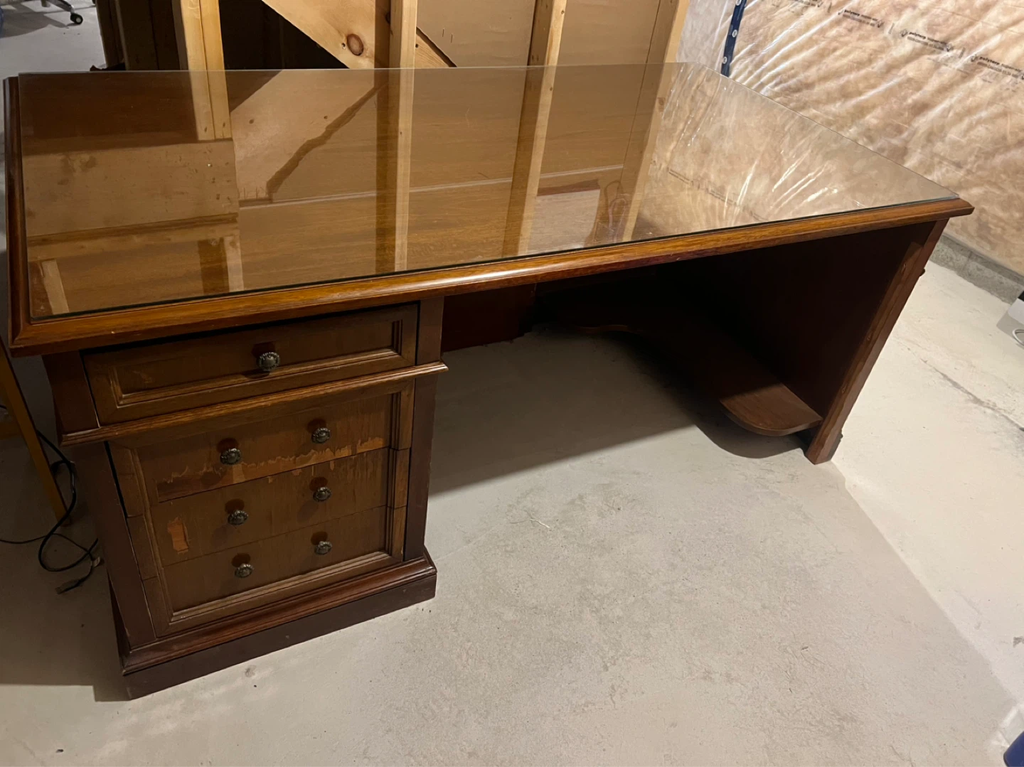 Solid Wood Dresser with Glass Top & desk - photo 4