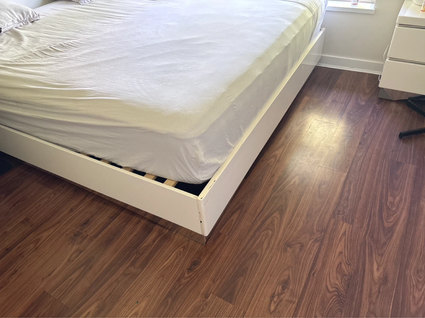 White Queen Bed Frame with Nightstand - photo 2