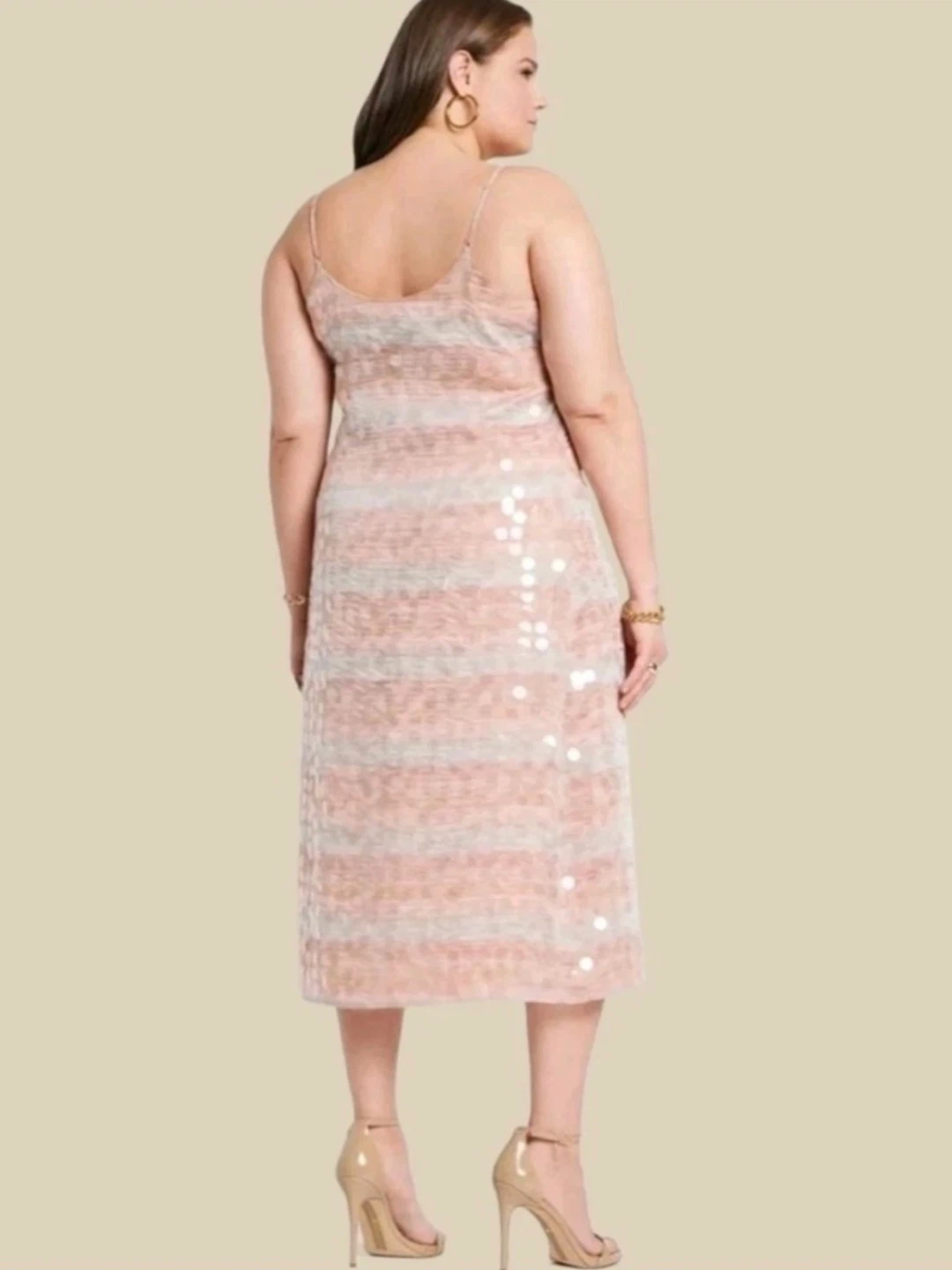 ELOQUII Sequined Striped Midi Dress - Size 14 - photo 2