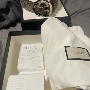 Gucci GG Monogram Belt with Silver Buckle