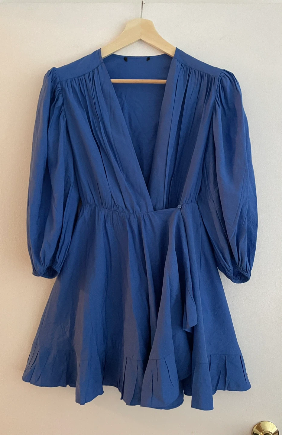 Blue Ruffle Wrap Dress with Belt - photo 5