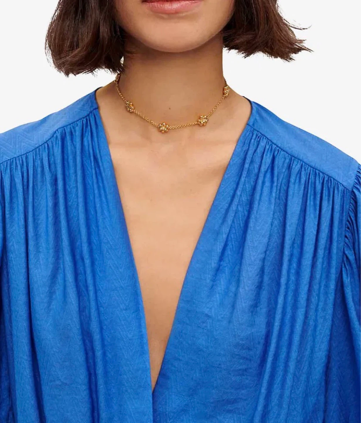 Blue Ruffle Wrap Dress with Belt - photo 4