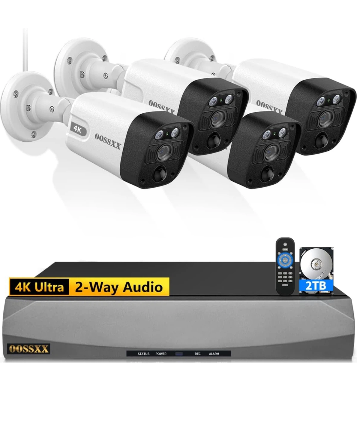 4K 4-Channel Home Security Camera System with 2-Way Audio