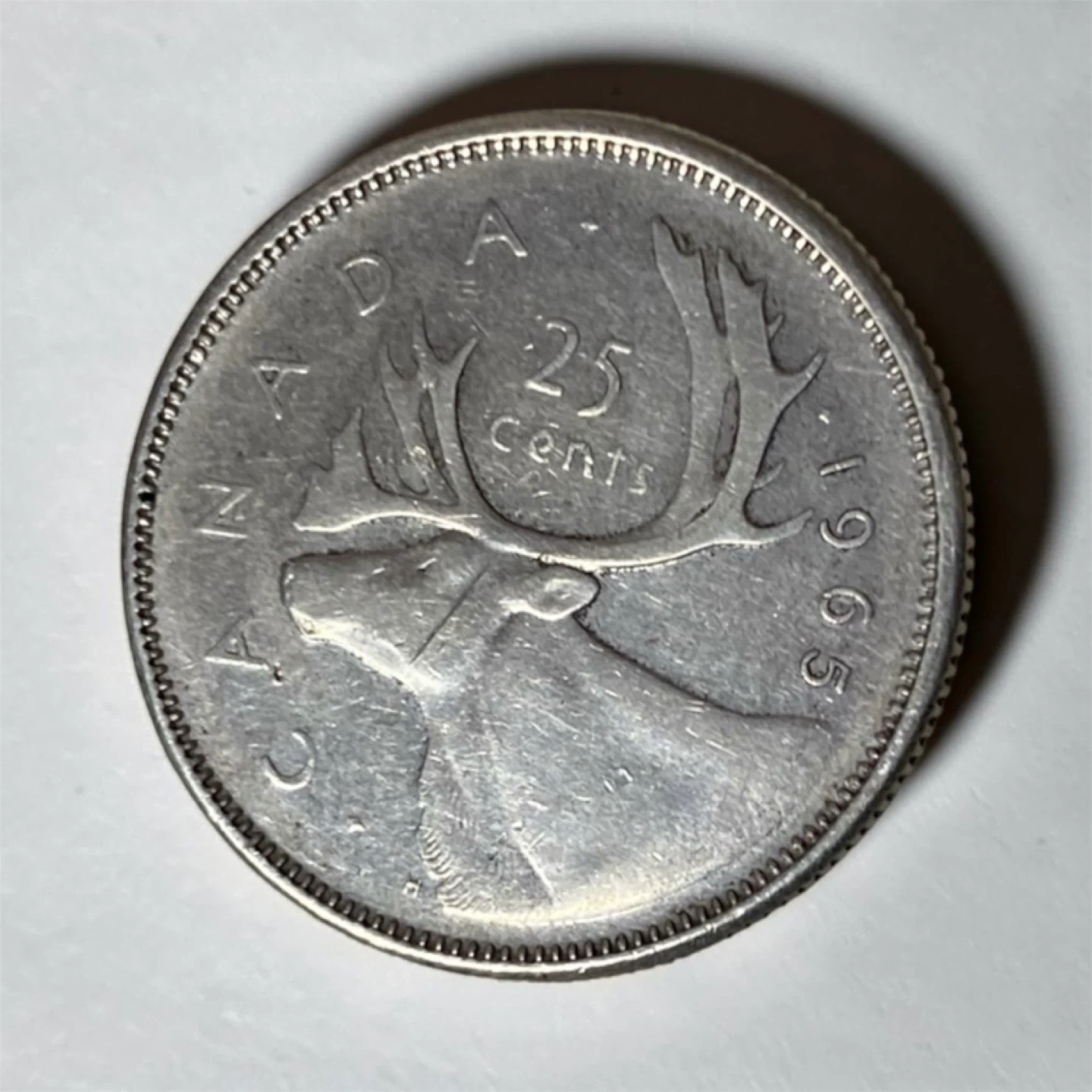 1965 Canadian 25 Cent Silver Coin