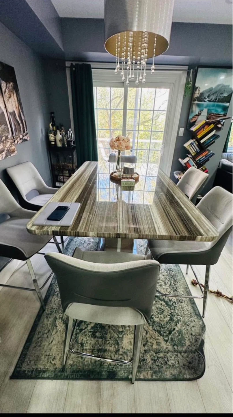 Dining Table with Striped Faux Marble Top - photo 3