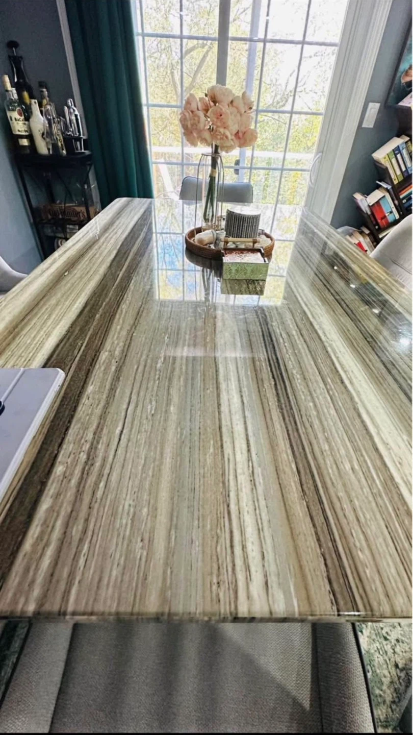 Dining Table with Striped Faux Marble Top - photo 2