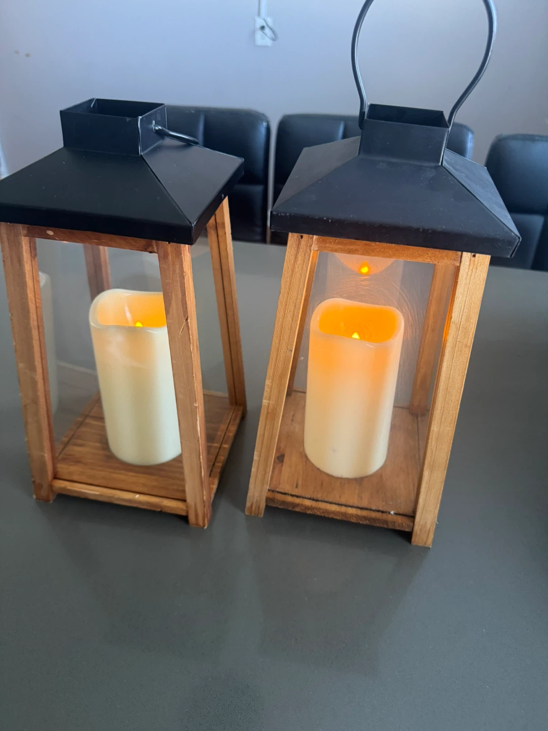 Set of 2 Rustic Wooden Lanterns with LED Candles - photo 3